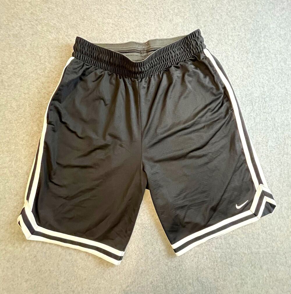 Nike Dri-FIT Men's Black/White Mesh Basketball Shorts Elastic Waist Sz M
